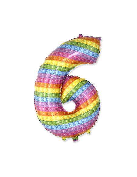 Palloncino Mylar Numero 6 Pop It SuperShape 32" - 81cm - 1pz | G3S Party
