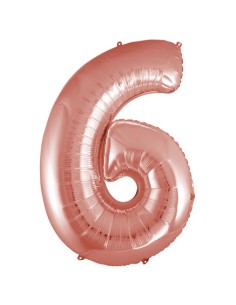 Palloncino Mylar Numero 6 Rosa Gold Mega 40" - 101cm - 1pz | G3S Party