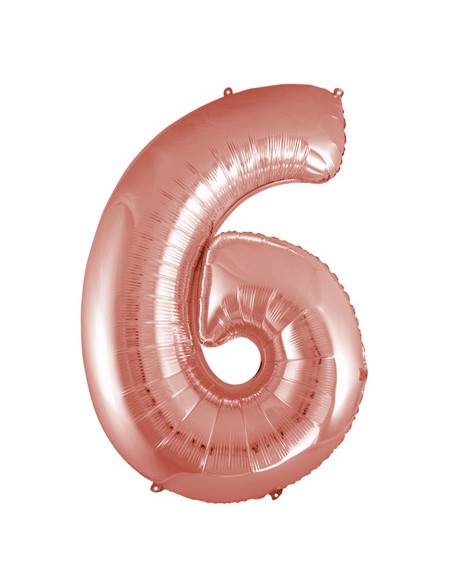 Palloncino Mylar Numero 6 Rosa Gold Mega 40" - 101cm - 1pz | G3S Party
