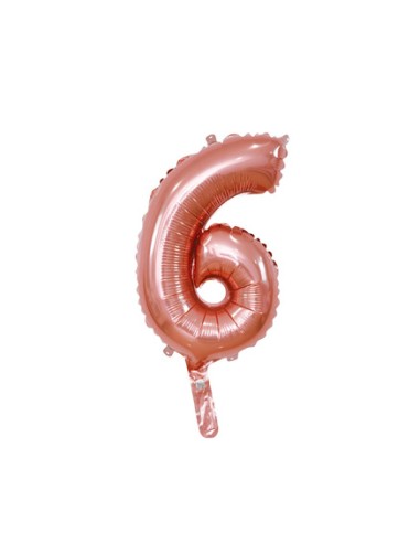 Palloncino Mylar Numero 6 Rosa Gold Mini 14" - 35cm con valvola - 1pz | G3S Party