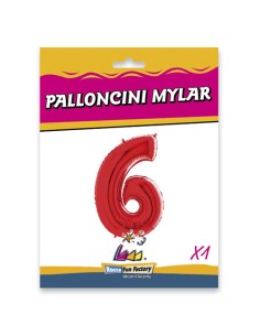 Palloncino Mylar Numero 6 Rosso Mega 40" - 101cm - 1pz | G3S Party