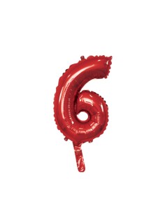 Palloncino Mylar Numero 6 Rosso Mini 14" - 35cm con valvola - 1pz | G3S Party