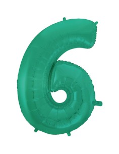 Palloncino Mylar Numero 6 Satin Velvet Aquamarine Mega 40" - 101cm - 1pz | G3S Party