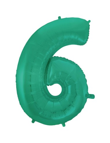 Palloncino Mylar Numero 6 Satin Velvet Aquamarine Mega 40" - 101cm - 1pz | G3S Party