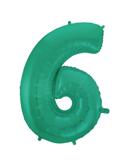 Palloncino Mylar Numero 6 Satin Velvet Aquamarine Mega 40" - 101cm - 1pz | G3S Party