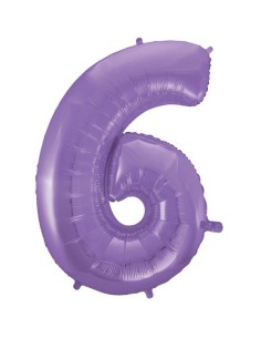 Palloncino Mylar Numero 6 Satin Velvet Lilac Mega 40" - 101cm - 1pz | G3S Party