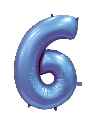 Palloncino Mylar Numero 6 Satin Velvet Periwinkle Mega 40" - 101cm - 1pz | G3S Party
