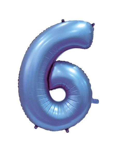 Palloncino Mylar Numero 6 Satin Velvet Periwinkle Mega 40" - 101cm - 1pz | G3S Party