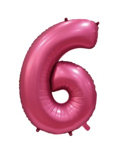 Palloncino Mylar Numero 6 Satin velvet Pomegranate Mega 40" - 101cm - 1pz | G3S Party