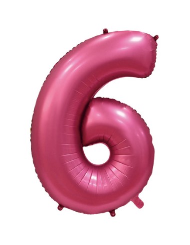 Palloncino Mylar Numero 6 Satin velvet Pomegranate Mega 40" - 101cm - 1pz | G3S Party