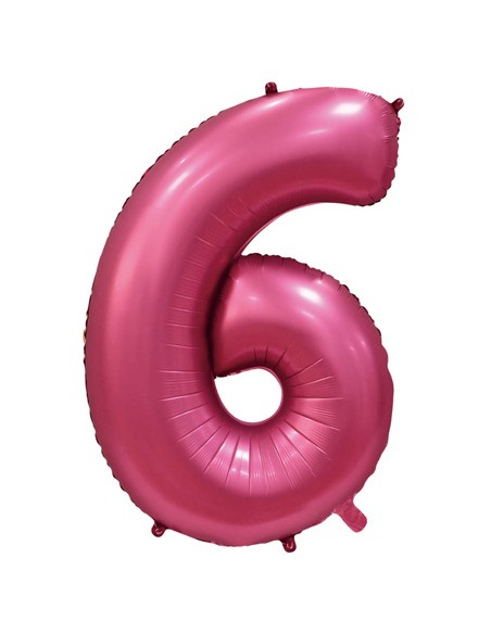 Palloncino Mylar Numero 6 Satin velvet Pomegranate Mega 40" - 101cm - 1pz | G3S Party