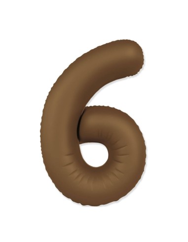 Palloncino Mylar Numero 6 Slim Mate Choco Brown Satinato 37" - 86cm - 1pz | G3S Party