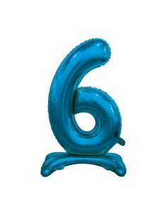 Palloncino Mylar Numero 6 Standing Blu Mega 30" - 76cm - 1pz | G3S Party