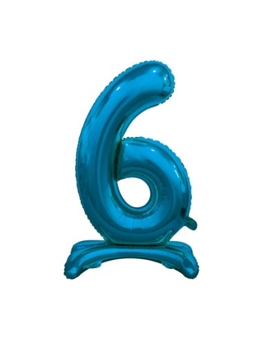 Palloncino Mylar Numero 6 Standing Blu Mega 30" - 76cm - 1pz | G3S Party