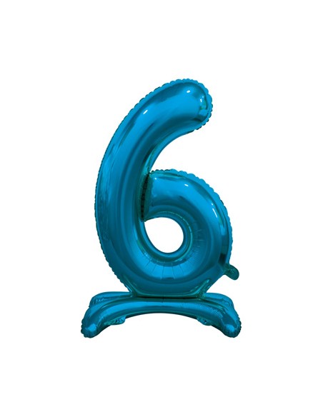 Palloncino Mylar Numero 6 Standing Blu Mega 30" - 76cm - 1pz | G3S Party