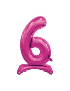 Palloncino Mylar Numero 6 Standing Fuxia Mega 30" - 76cm - 1pz | G3S Party