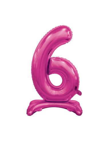 Palloncino Mylar Numero 6 Standing Fuxia Mega 30" - 76cm - 1pz | G3S Party