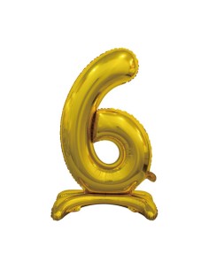 Palloncino Mylar Numero 6 Standing Oro Mega 30" - 76cm - 1pz | G3S Party