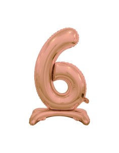 Palloncino Mylar Numero 6 Standing Rosa Gold Mega 30" - 76cm - 1pz | G3S Party