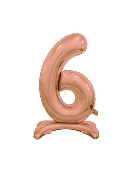 Palloncino Mylar Numero 6 Standing Rosa Gold Mega 30" - 76cm - 1pz | G3S Party