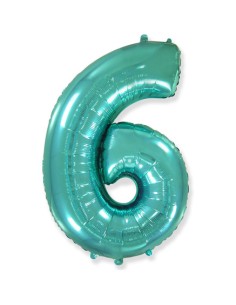 Palloncino Mylar Numero 6 Verde Menta Mega 40" - 101cm - 1pz | G3S Party
