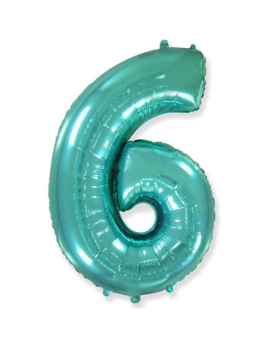 Palloncino Mylar Numero 6 Verde Menta Mega 40" - 101cm - 1pz | G3S Party