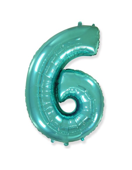 Palloncino Mylar Numero 6 Verde Menta Mega 40" - 101cm - 1pz | G3S Party