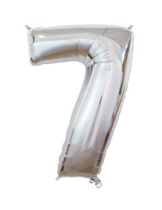 Palloncino Mylar Numero 7 Argento Mega 40" - 101cm - 1pz | G3S Party