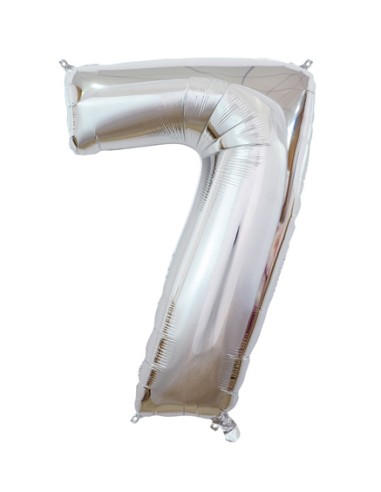 Palloncino Mylar Numero 7 Argento Mega 40" - 101cm - 1pz | G3S Party