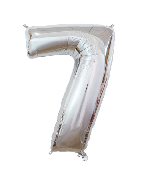 Palloncino Mylar Numero 7 Argento Mega 40" - 101cm - 1pz | G3S Party