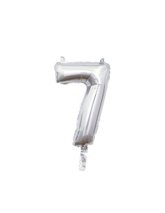 Palloncino Mylar Numero 7 Argento Mini 14" - 35cm con valvola - 1pz | G3S Party