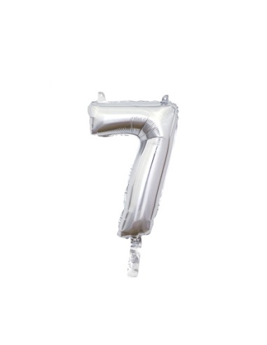 Palloncino Mylar Numero 7 Argento Mini 14" - 35cm con valvola - 1pz | G3S Party