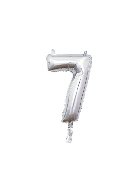 Palloncino Mylar Numero 7 Argento Mini 14" - 35cm con valvola - 1pz | G3S Party