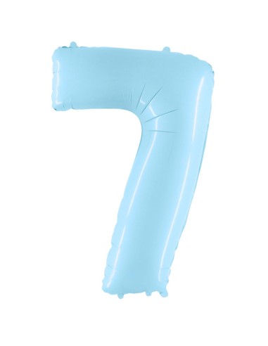 Palloncino Mylar Numero 7 Celeste Pastello Mega 40" - 101cm - 1pz | G3S Party