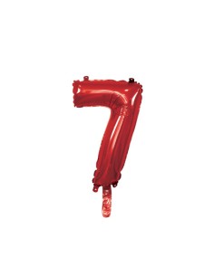 Palloncino Mylar Numero 7 Rosso Mini 14" - 35cm con valvola - 1pz | G3S Party