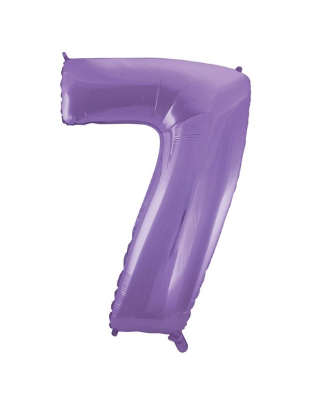 Palloncino Mylar Numero 7 Satin Velvet Lilac Mega 40" - 101cm - 1pz | G3S Party