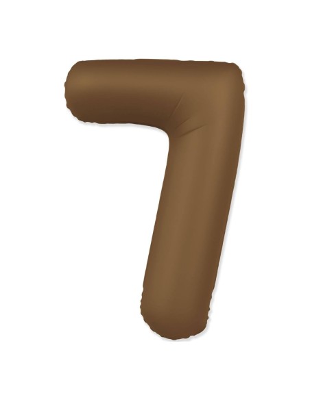 Palloncino Mylar Numero 7 Slim Mate Choco Brown Satinato 37" - 86cm - 1pz | G3S Party