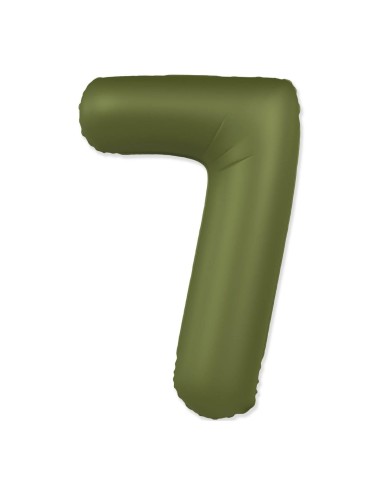 Palloncino Mylar Numero 7 Slim Mate Verde Oliva Satinato 37" - 86cm - 1pz | G3S Party