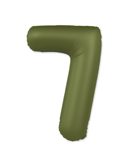 Palloncino Mylar Numero 7 Slim Mate Verde Oliva Satinato 37" - 86cm - 1pz | G3S Party