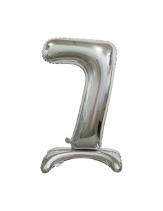 Palloncino Mylar Numero 7 Standing Argento Mega 30" - 76cm - 1pz | G3S Party