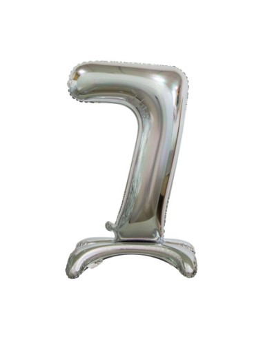 Palloncino Mylar Numero 7 Standing Argento Mega 30" - 76cm - 1pz | G3S Party