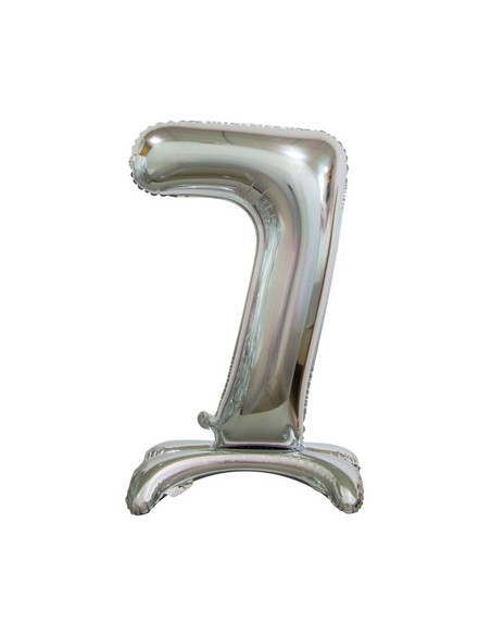 Palloncino Mylar Numero 7 Standing Argento Mega 30" - 76cm - 1pz | G3S Party