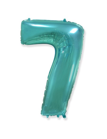 Palloncino Mylar Numero 7 Verde Menta Mega 40" - 101cm - 1pz | G3S Party