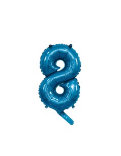 Palloncino Mylar Numero 8 Blu Mini 14" - 35cm con valvola - 1pz | G3S Party