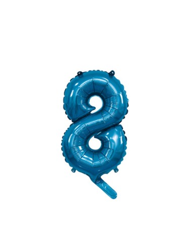 Palloncino Mylar Numero 8 Blu Mini 14" - 35cm con valvola - 1pz | G3S Party