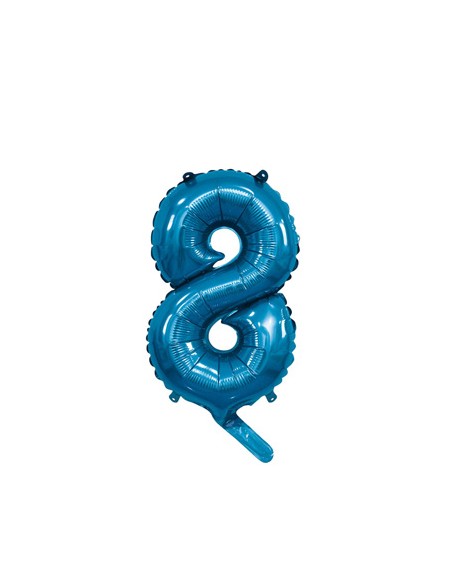 Palloncino Mylar Numero 8 Blu Mini 14" - 35cm con valvola - 1pz | G3S Party
