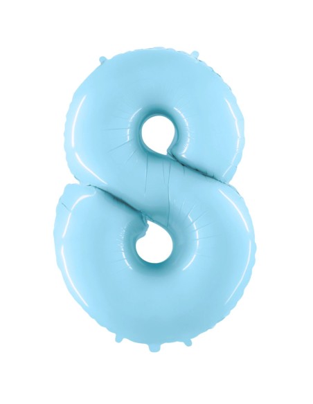 Palloncino Mylar Numero 8 Celeste Pastello Mega 40" - 101cm - 1pz | G3S Party