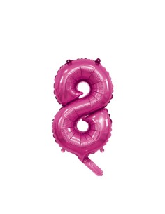Palloncino Mylar Numero 8 Fuxia Mini 14" - 35cm con valvola - 1pz | G3S Party