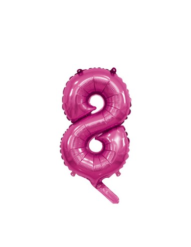 Palloncino Mylar Numero 8 Fuxia Mini 14" - 35cm con valvola - 1pz | G3S Party