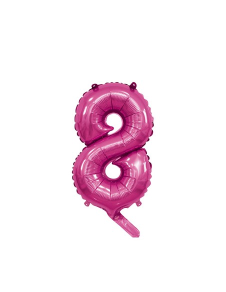 Palloncino Mylar Numero 8 Fuxia Mini 14" - 35cm con valvola - 1pz | G3S Party